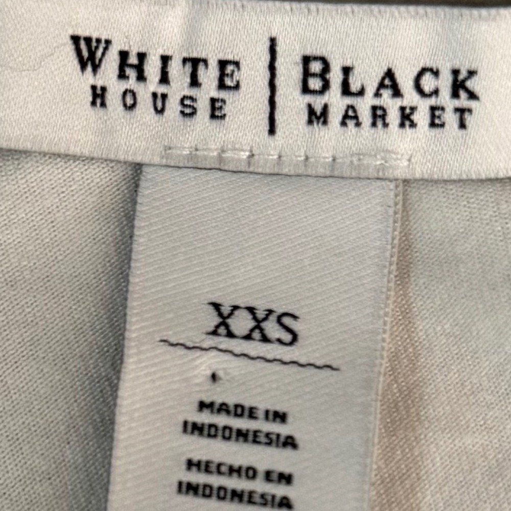 WHBM Women XXS Short Sleeve White Tie Front Peasant Top Coquette Coastal Office - Picture 5 of 8
